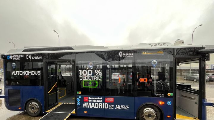 Un autobús sin conductor comienza a funcionar en Leganés a modo de prueba