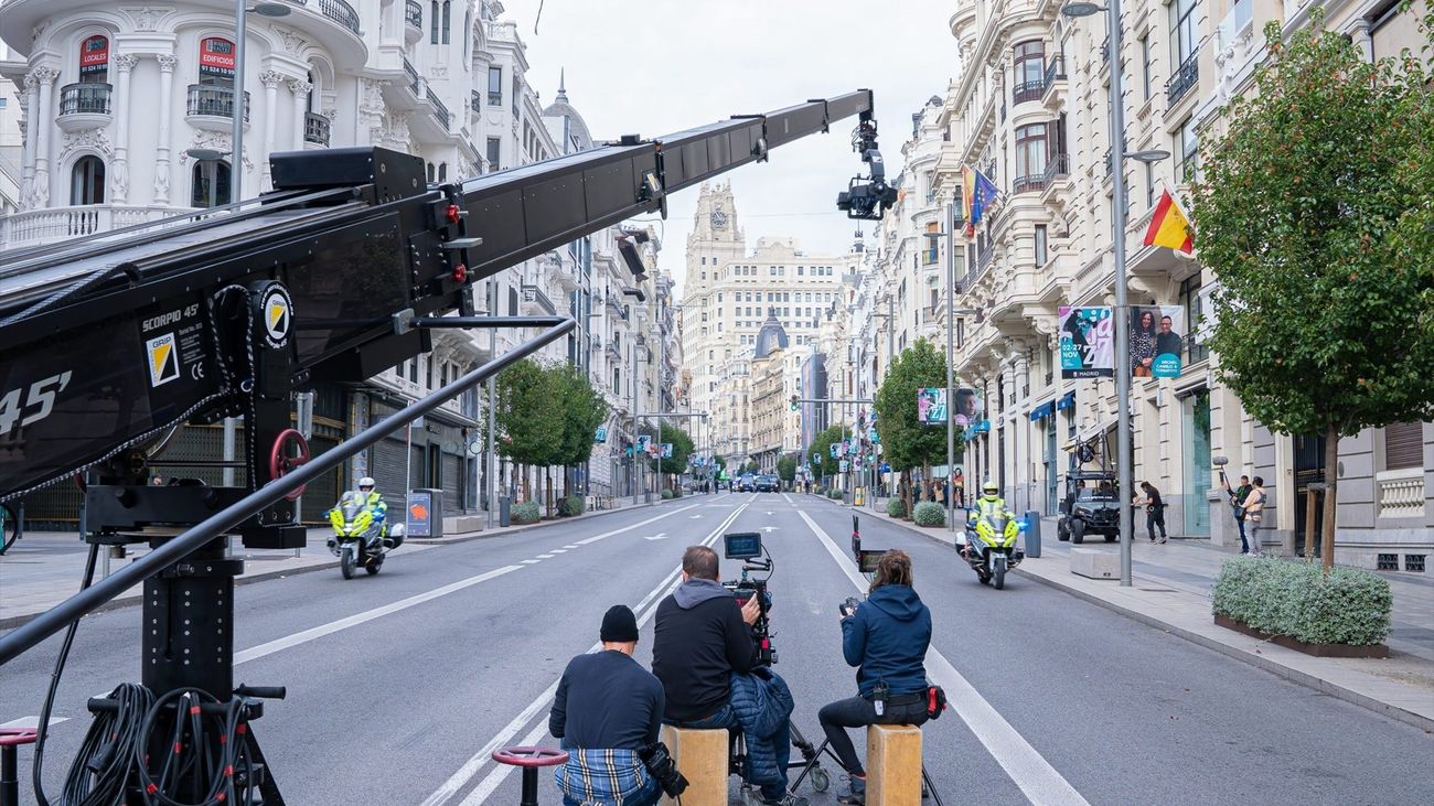 Rodaje en la Gran Vía de Madrid